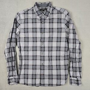 John Varvatos Shirt Mens Small Gray Plaid Long‎ Sleeve Button Down Preppy Casual